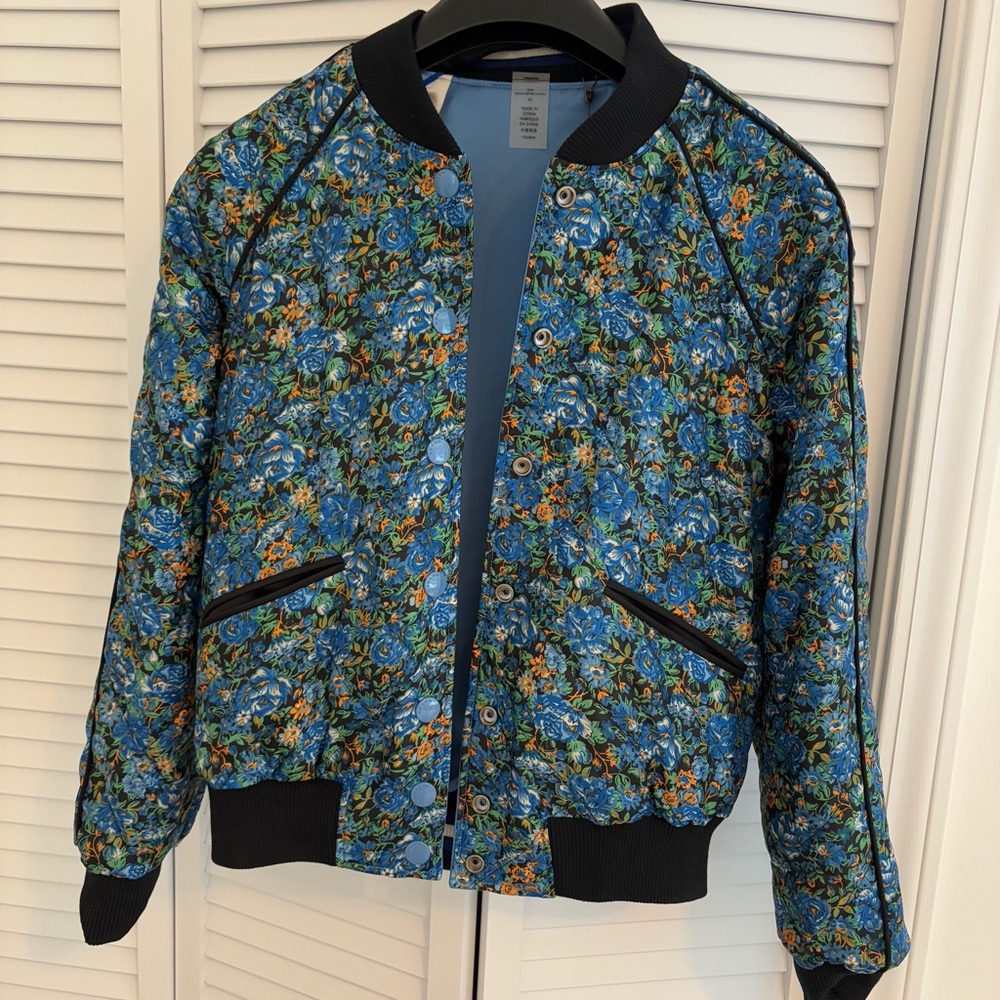 Coach Women’s Reversible Blue Floral Varsity Jacket - Blue Jean Blue Multi